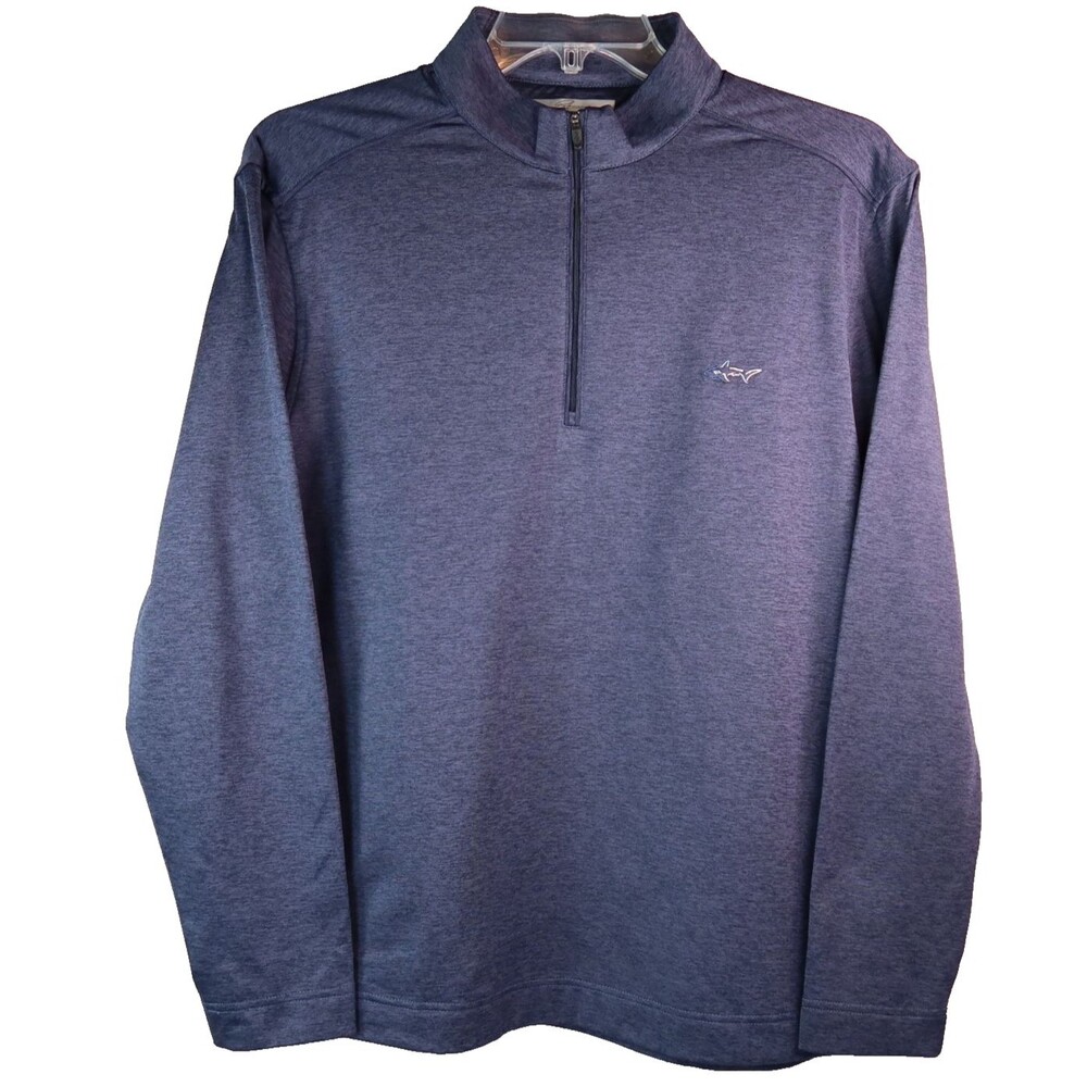 Greg Norman Quarter Zip Golf Pullover Men Large Blue Heather Performance Stretch